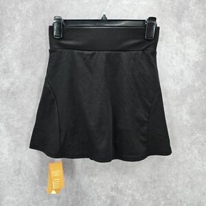 Werena Black‎ Pleated Zipper Mini Flare Tennis Skirt Skort Small